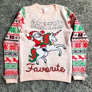 Pink ugly Unicorn Christmas sweater size small